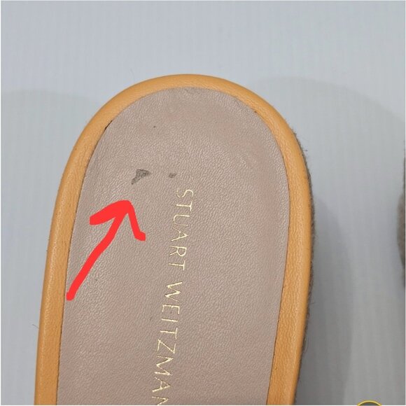 Stuart Weitzman Twist Sandal Womens 11 Mango Leather Jute Espadrille Wedge - Picture 8 of 14